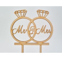 Topper pentru tort - ''Mr. & Mrs." din lemn 