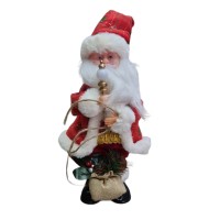 Figurina Mos Craciun Rosu cu felinar si cadouri, 35cm