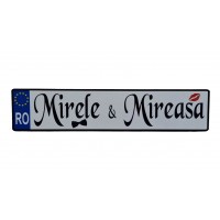 Placute de inmatriculare personalizate nunta - ''Mirele & Mireasa"
