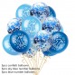 Baloane latex cu confetti "1st birthday" albastru